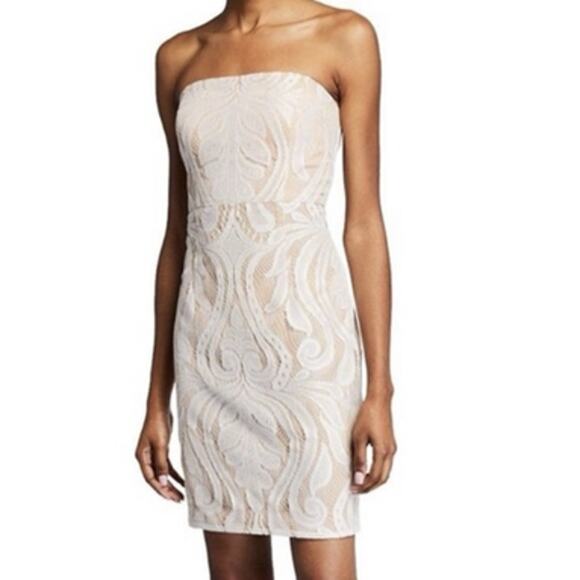 Revolve Ryse Kayla White Lace Nude Cocktail Bodycon Mini Dress  XS NEW - Picture 1 of 12